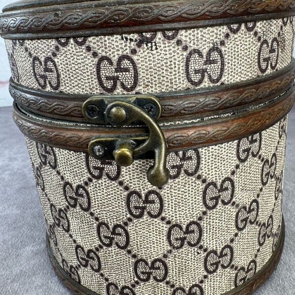 Gucci RARE Vintage GG Monogram Large Trinket Box Wood - Picture 5 of 8